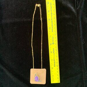 Amethyst crystal  gold tone necklace